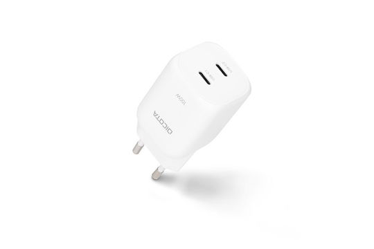 Dicota Зарядно Устройство Без Кабел GaN с 2 USB-C Порта 100 W Power Delivery Бяло (D32186)