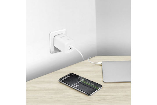 Dicota Зарядно Устройство Без Кабел GaN с 2 USB-C Порта 100 W Power Delivery Бяло (D32186)