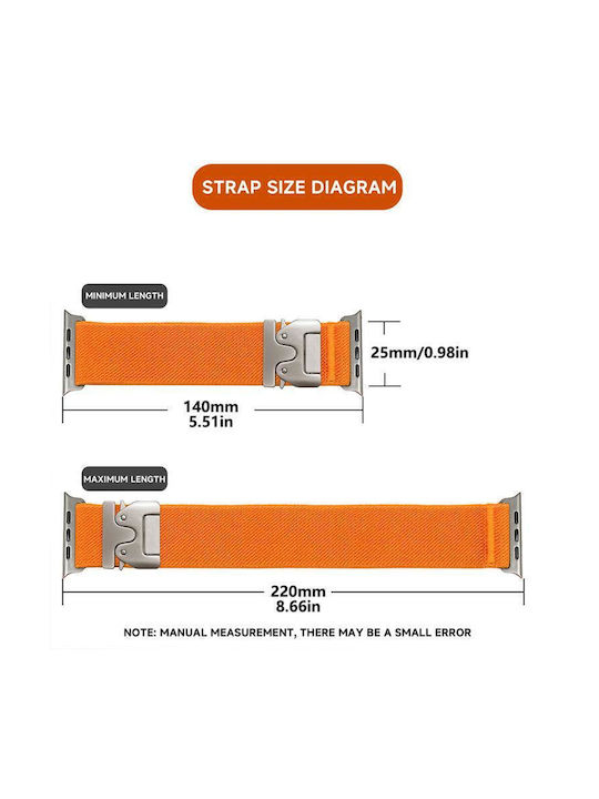 Apple Watch 38 40 41 S10 42mm Xdfind Elastisches Nylon Tragbare Bänder Orange