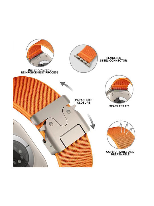 Apple Watch 42 44 45 46 49mm Xdfind Парашутна Каишка Еластичен Нейлон Виненочервен