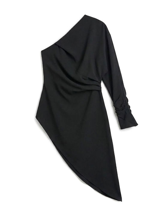 Damen Bluse mit einem Schulter Black