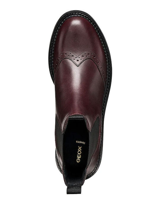 Leder Damen Stiefeletten Burgundisch