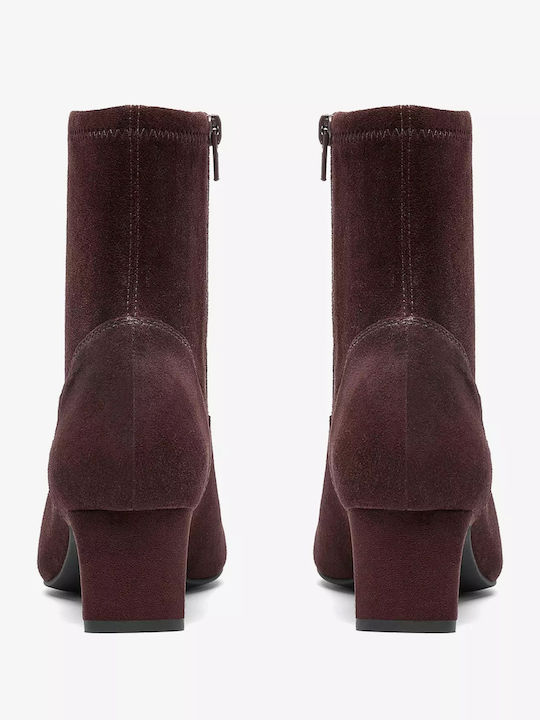 Damen Stiefeletten aus Wildleder mit mittelhohem braunem Absatz