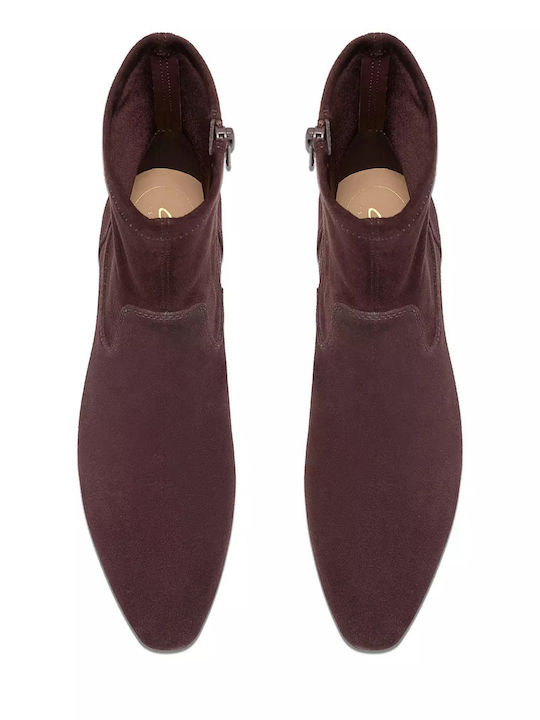 Damen Stiefeletten aus Wildleder mit mittelhohem braunem Absatz