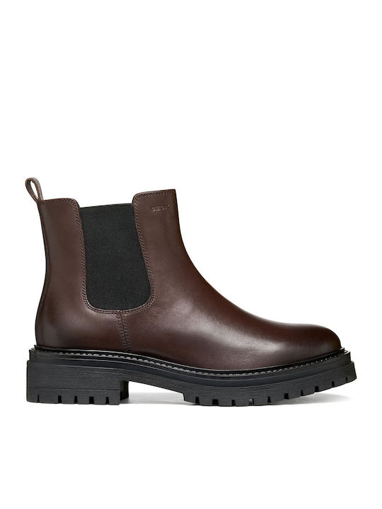 Leder Damen Chelsea-Stiefel Braun