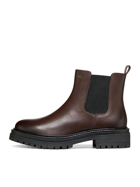 Leder Damen Chelsea-Stiefel Braun