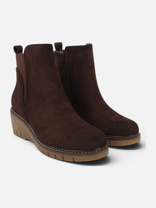 Suede Women's Chelsea Ankle Boots Brown