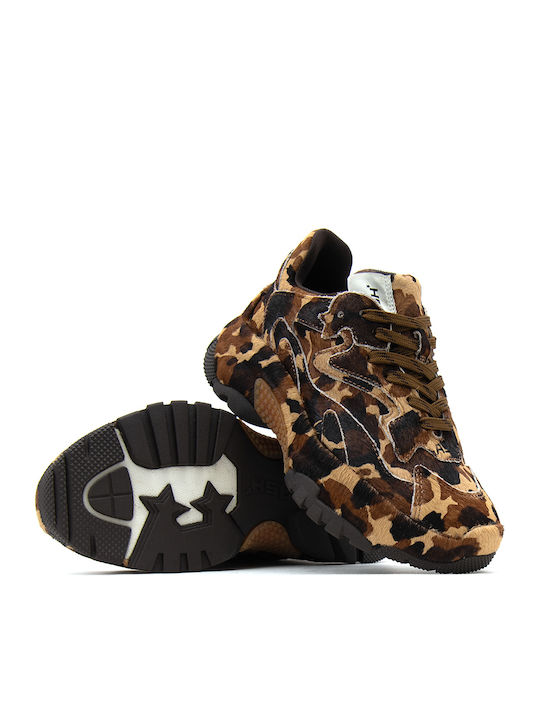 Addict Bis Women's Chunky Sneakers Brown Black Beige