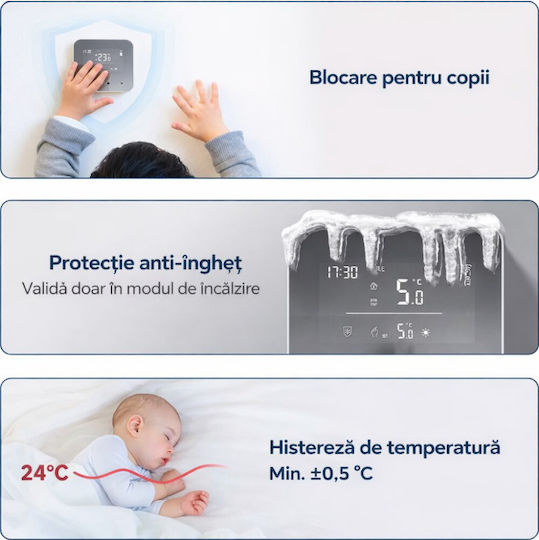 Mirrortherm Termostat Digital de Cameră Black Smart cu Wi-Fi