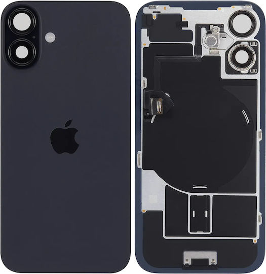 Rückglas W Magsafe Magnet Nfc & Taschenlampe Flex iPhone 16 Plus Service Pack Schwarz