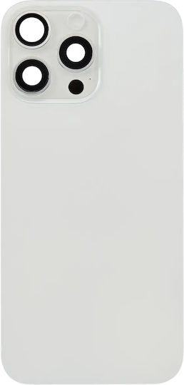 Back Glass W Magsafe Magnet & Nfc & Flashlight Flex Iphone 16 Pro Max No Logo Aftermarket White Titanium