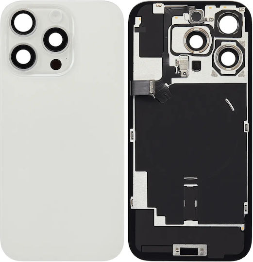 Back Glass W Magsafe Magnet & Nfc & Flashlight Flex iPhone 16 Pro Kein Logo Aftermarket Weiß Titanium