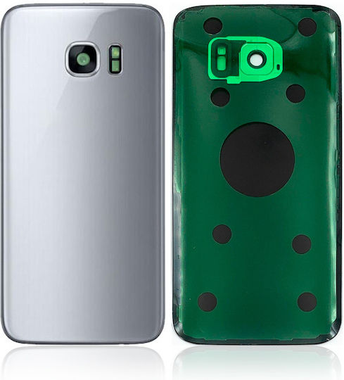 Back Cover Glass Camera Lens Samsung Galaxy S7 No Logo Aftermarket Plus Silver