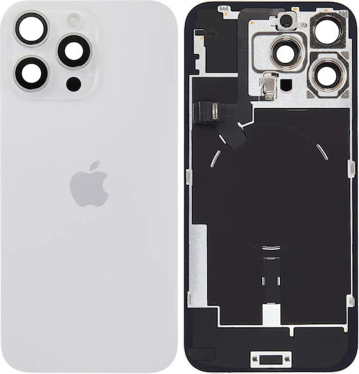 Back Glass W Magsafe Magnet Und Nfc Und Taschenlampe Flex Für iPhone 17 Pro Max Service Pack Weiß Titanium