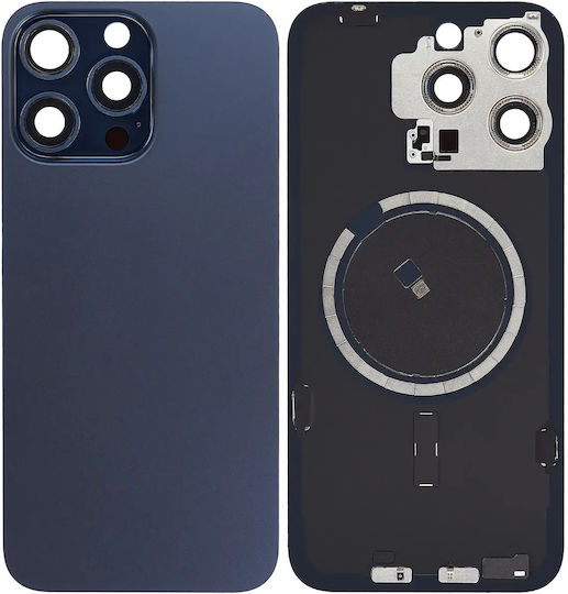 Back Glass W Magsafe Magnet Iphone 15 Pro Max No Logo Aftermarket Blue Titanium