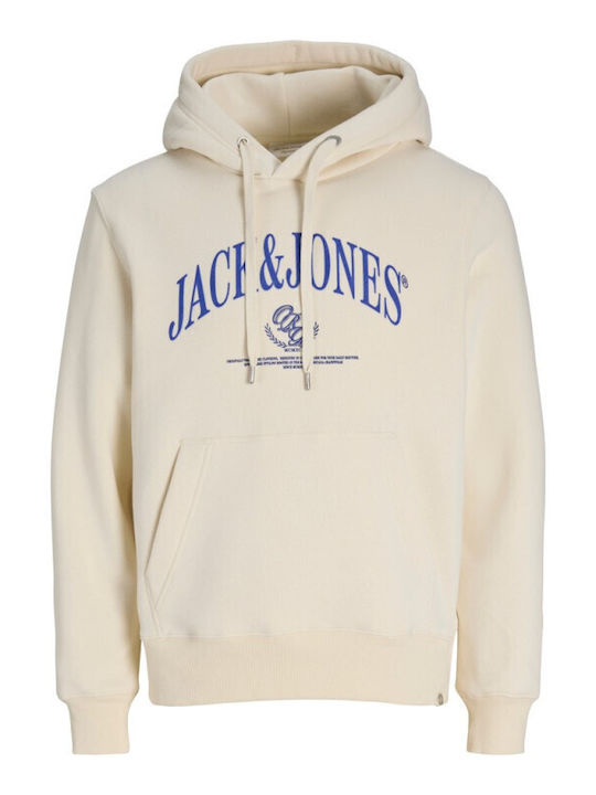 Jack & Jones Φούτερ Whisper White με Κουκούλα