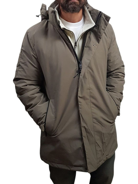 Geacă De Piele De Iarnă Khaki