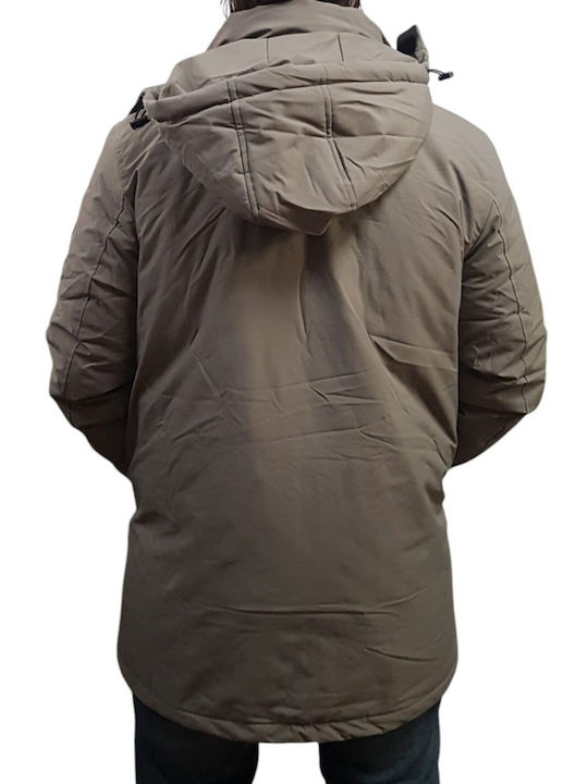 Geacă De Piele De Iarnă Khaki