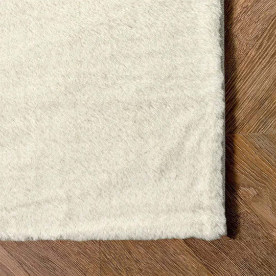 SpitiBazaar Non-Slip Rectangular Furry Ecru Rug 120x180cm