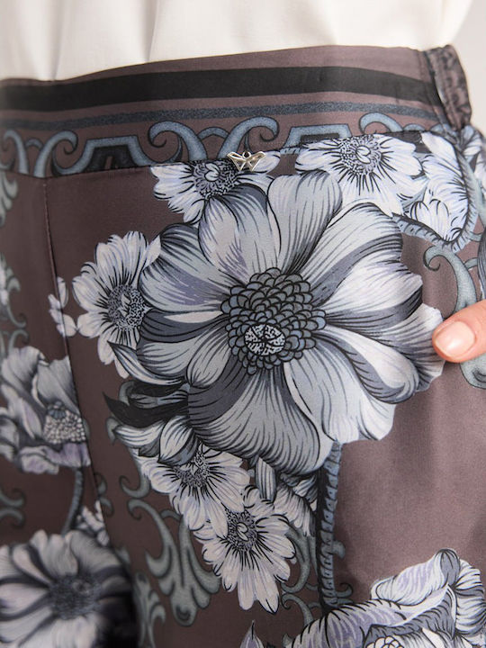 Damen Hochgebirge Pantaloons Mit Gummiband In Blumen Grau