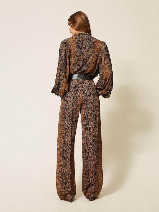 Damen Krepp Hose Braun