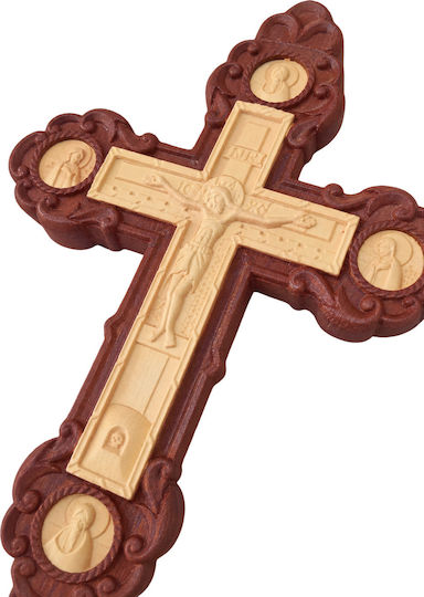Wooden Orthodox Blessing Cross Double-Sided 26cm