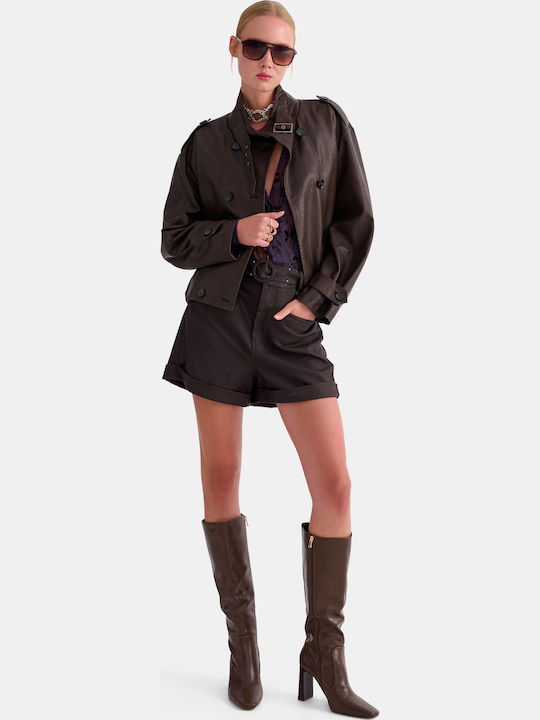 Γυναικείο Biker Jacket Καφέ