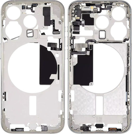 Mid-frame Housing W Small Parts Iphone 15 Pro Eu Global Version Aftermarket Plus White Titanium
