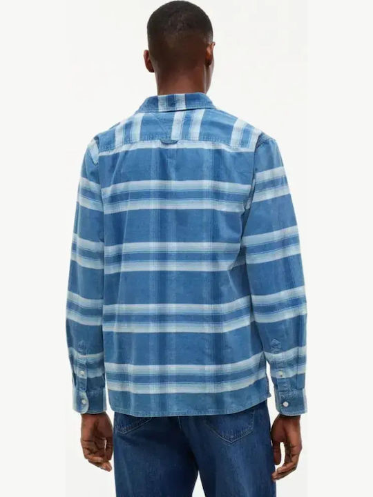Long Sleeve Corduroy Shirt in Regular Fit, Checked Westside Blue Check