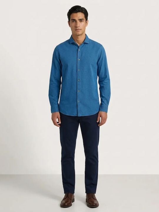 Long Sleeve Denim Shirt in Regular Fit Blue