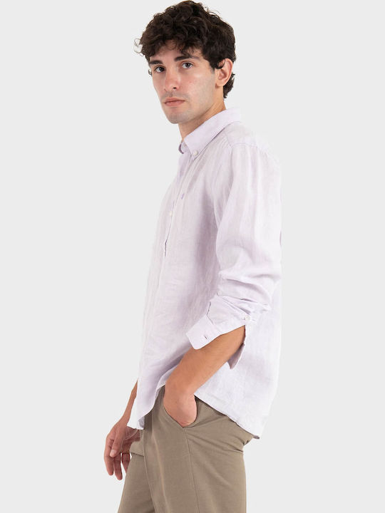 Cămașă din In cu Mânecă Lungă, Regular Fit, Lilac
