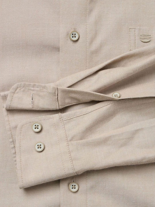 Langärmeliges Herrenhemd in Normale Passform Beige
