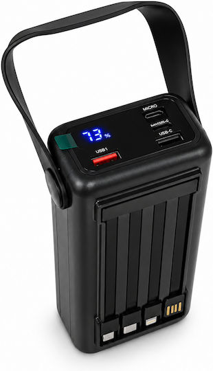 Amaya Powerbox 300 Apb-30 Външна Батерия 30000mAh 22.5W Вградени Кабели Цифров Дисплей Led Осветление Черен