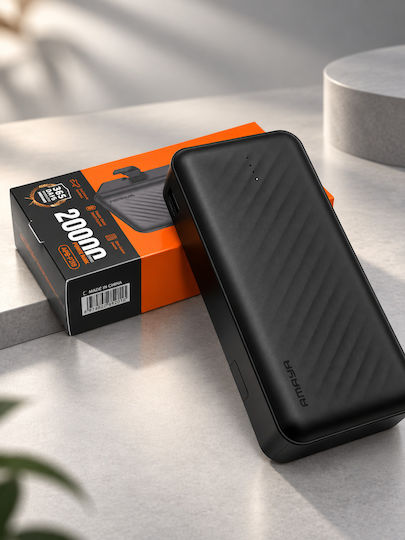 Amaya Apb-p219 Външна батерия 20000mah Вградени Кабели Usb-c Lightning & Micro Usb Черна