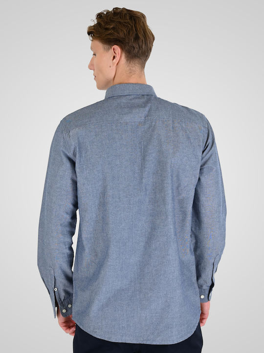 Herrenhemd Langärmelig Oxford-Blau Melange