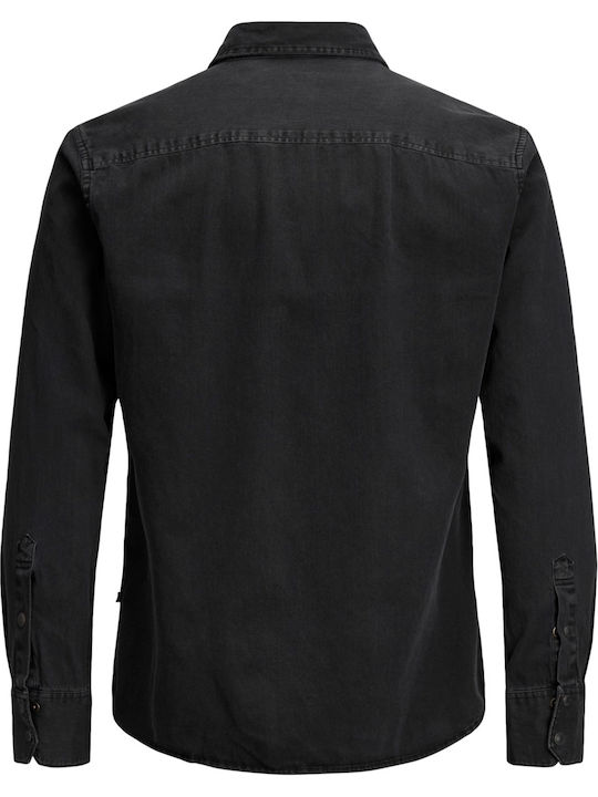 Jjesheridan Дънкова Риза с Дълъг Ръкав и Тясна Кройка Black Denim