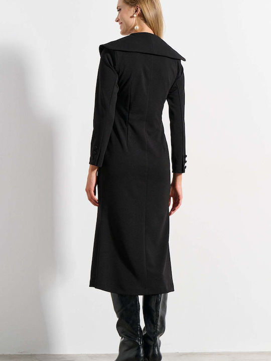 Midi Hemdkleid Schwarz