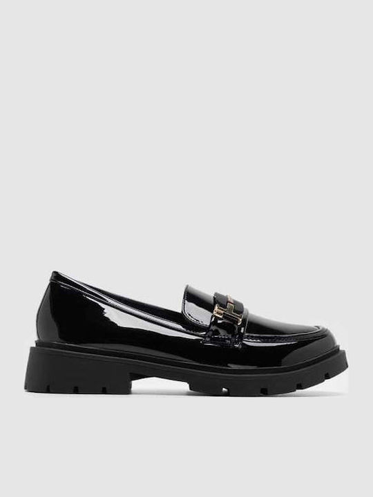 Lackleder Damen Mokassins in Schwarz Farbe