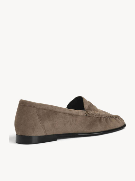 Μπεζ Suede Μοκασίνια Penny Strap
