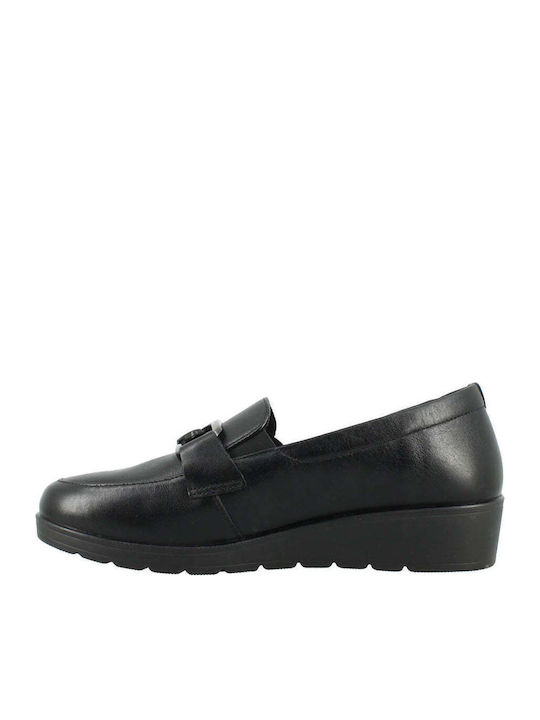 Leder Damen Mokassins in Schwarz Farbe