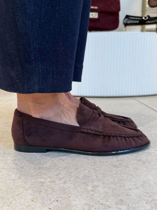 Suede Damen Mokassins in Braune Farbe