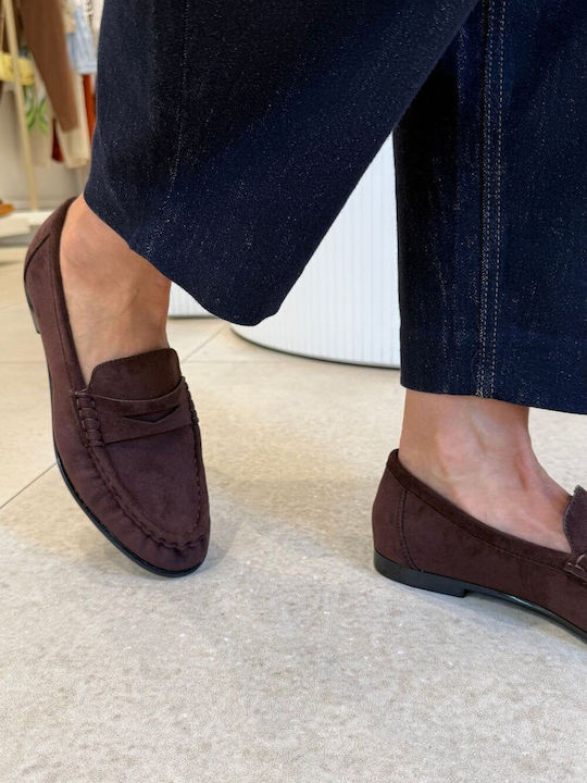 Suede Damen Mokassins in Braune Farbe