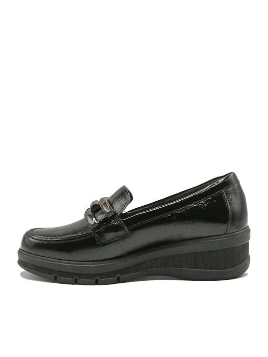Lackleder Damen Mokassins in Schwarz Farbe