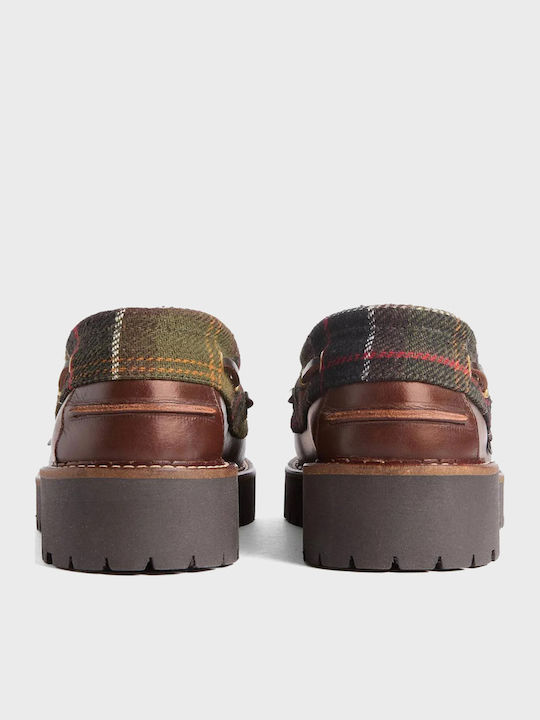 Barbour Leather Women's Boat Shoes in Brown Colour