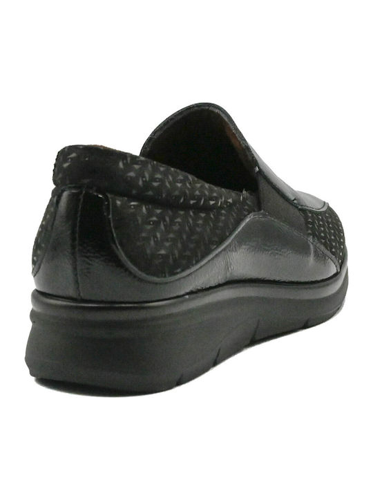 Damen Mokassins Aus Leder in Schwarz Farbe