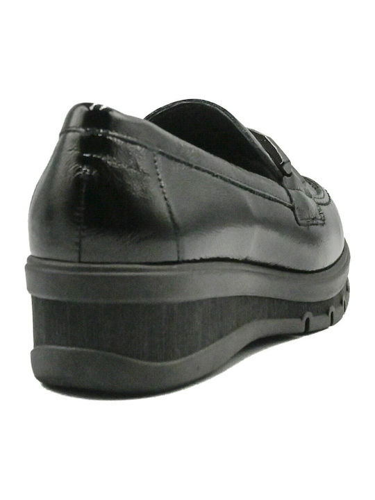 Lackleder Damen Mokassins in Schwarz Farbe