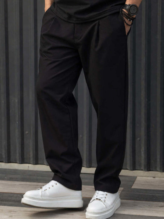 Herrenhose Elastische Entspannte Passform Schwarz