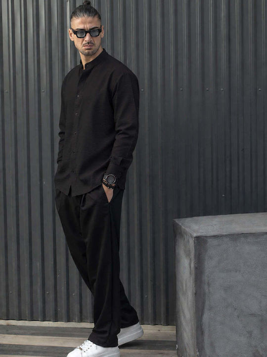 Herrenhose Elastische Entspannte Passform Schwarz