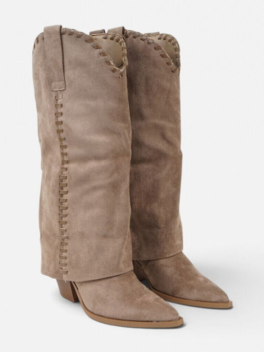 Suede Women's Cowboy Brown Boots