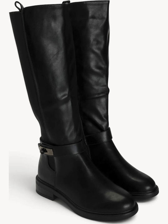 Schwarze Reiten Damenstiefel Mit Metallischem Dekorationsdetail